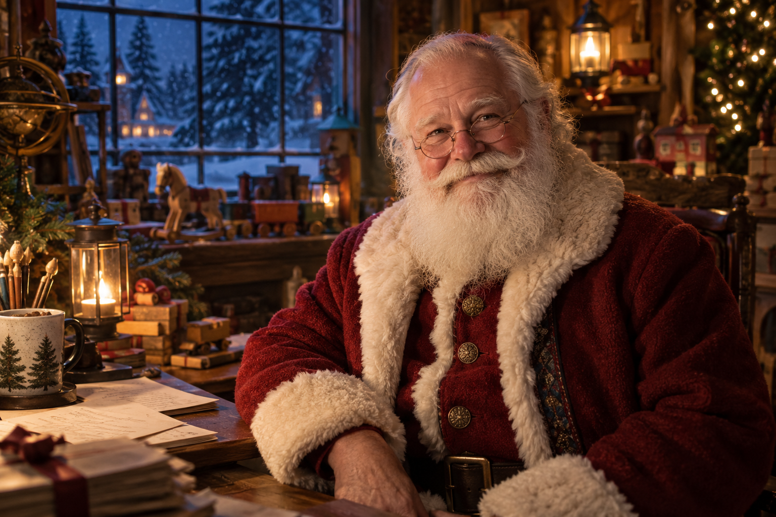 Le Père Noël dans son atelier